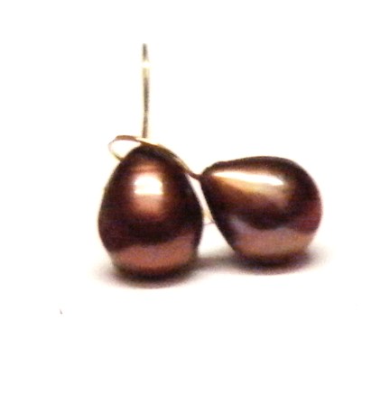 Chocolate Black Drops on 14ct Gold Hooks Earrings